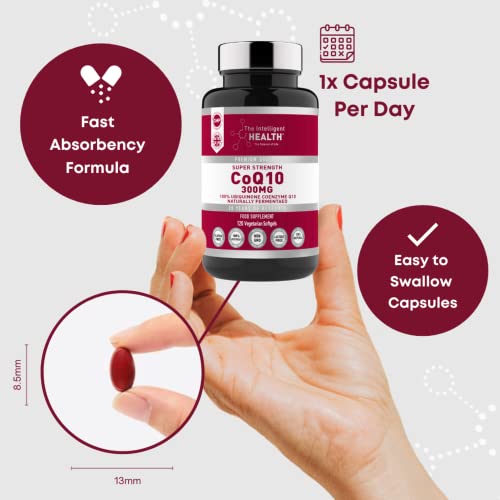 Ubiquinone Coenzyme Q10 300mg Softgel Capsules, 120 Super Strength Vegan Friendly - Maple Wellness Supplements