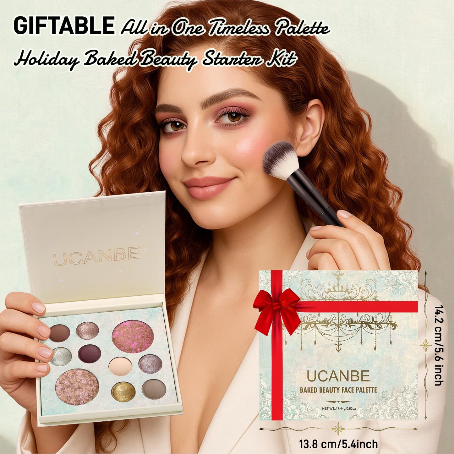 UCANBE Full Size Baked Makeup Palette Set - Include Blush, Bronzer, 8 Eyeshadows & Brushes, Pigmented All-in-One Face & Eye Compact Powder Beauty Holiday Gift Kit for Starter & Pros, Travel Friendly - Maple Wellness Supplements