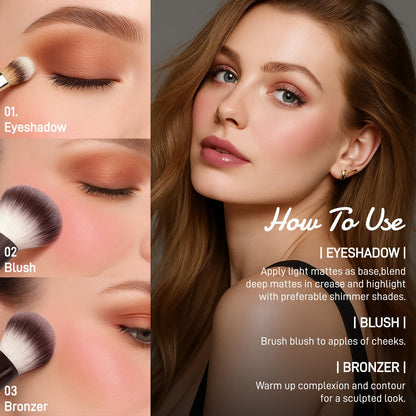 UCANBE Full Size Baked Makeup Palette Set - Include Blush, Bronzer, 8 Eyeshadows & Brushes, Pigmented All-in-One Face & Eye Compact Powder Beauty Holiday Gift Kit for Starter & Pros, Travel Friendly - Maple Wellness Supplements