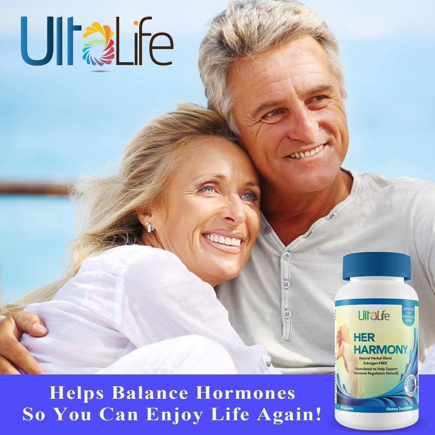 UltaLife Her Harmony Menopause Supplements for Women - Hot Flashes Menopause Relief & Hormone Balance for Women - Contains Black Cohosh, Dong Quai, Red Clover & More - Estrogen Free - 120 Capsules - Maple Wellness Supplements