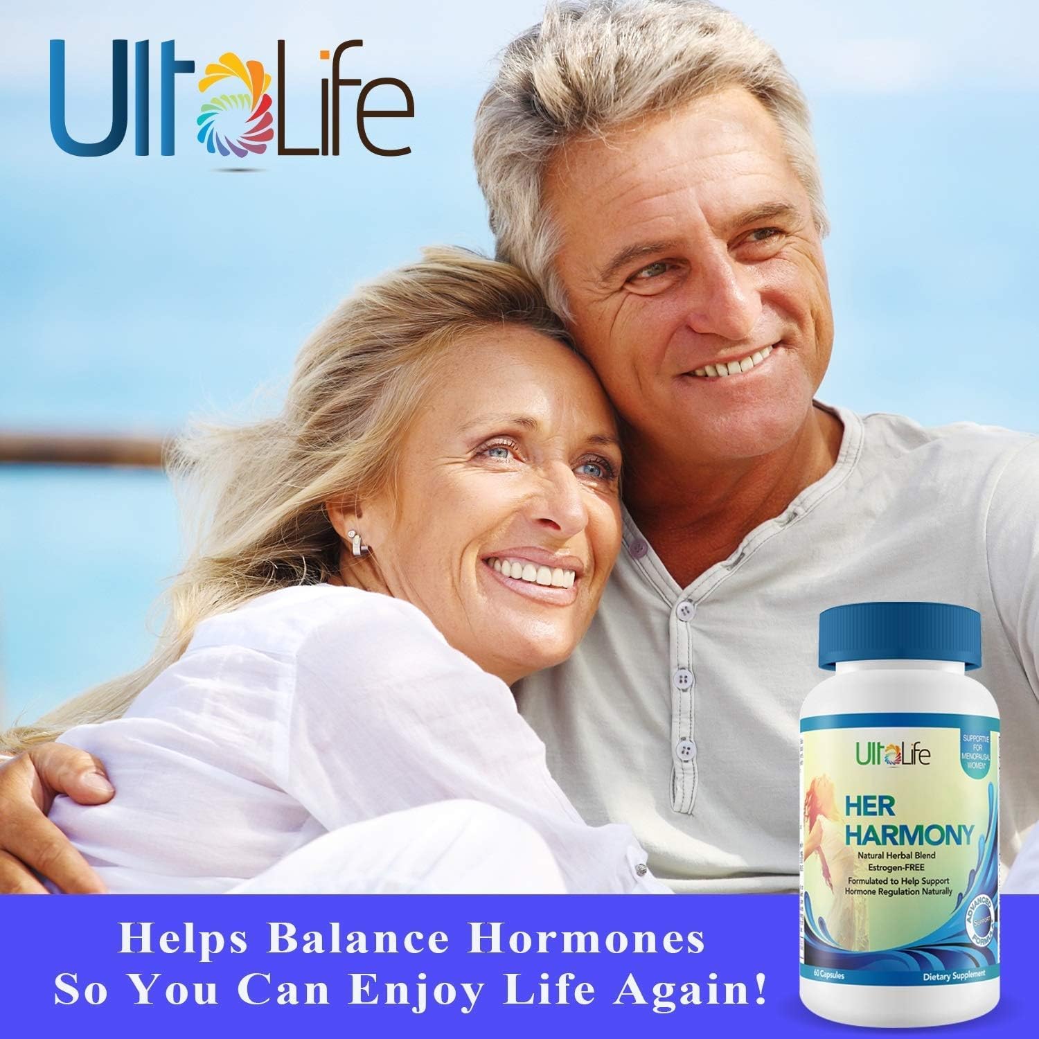 UltaLife Her Harmony Menopause Supplements for Women - Hot Flashes Menopause Relief & Hormone Balance for Women - Contains Black Cohosh, Dong Quai, Red Clover & More - Estrogen Free - 120 Capsules - Maple Wellness Supplements