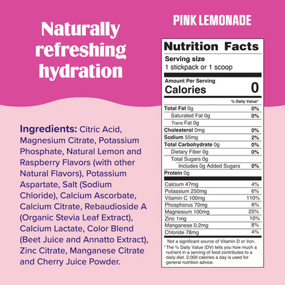 Ultima Replenisher Daily Electrolyte Powder Drink Mix – Pink Lemonade, 30 Servings Canister – Zero Sugar Hydration Powder with 6 Electrolytes & Minerals - Maple Wellness Supplements