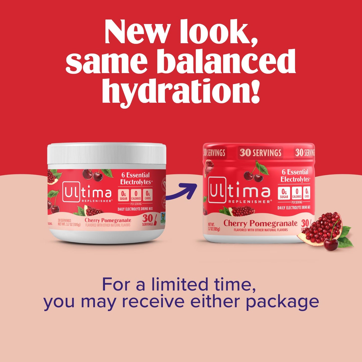 Ultima Replenisher Daily Electrolyte Powder Drink Mix – Sugar Free – Cherry Pomegranate, 30 Servings – Hydration Powder with 6 Electrolytes - Maple Wellness Supplements