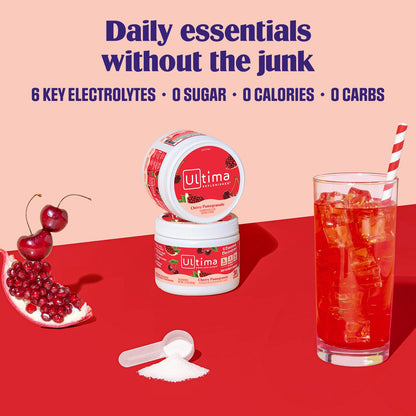 Ultima Replenisher Daily Electrolyte Powder Drink Mix – Sugar Free – Cherry Pomegranate, 30 Servings – Hydration Powder with 6 Electrolytes - Maple Wellness Supplements