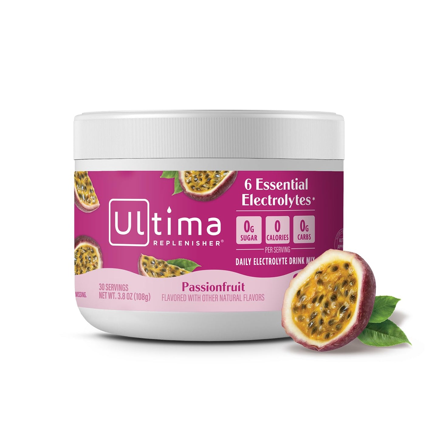 Ultima Replenisher Daily Electrolyte Powder Drink Mix – Sugar Free – Passionfruit, 30 Servings – Hydration Powder with 6 Key Electrolytes - Maple Wellness Supplements