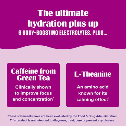 Ultima Replenisher Daily Focus Supplement & Electrolytes Powder - Acai Blueberry, 14 Stickpacks - Hydration Packets, 60mg Caffeine from Green Tea Extract & L-Theanine - Maple Wellness Supplements