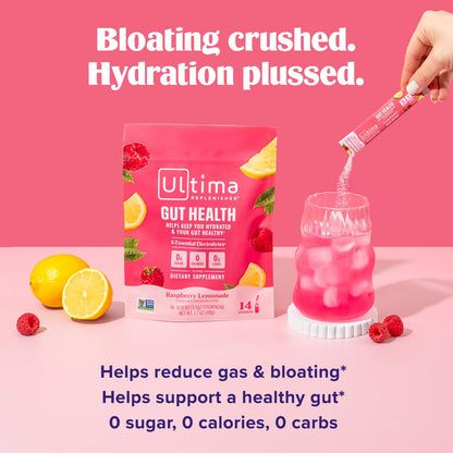 Ultima Replenisher Gut Health Supplement and Electrolytes Powder - Raspberry Lemonade, 14 Stickpacks - Maple Wellness Supplements