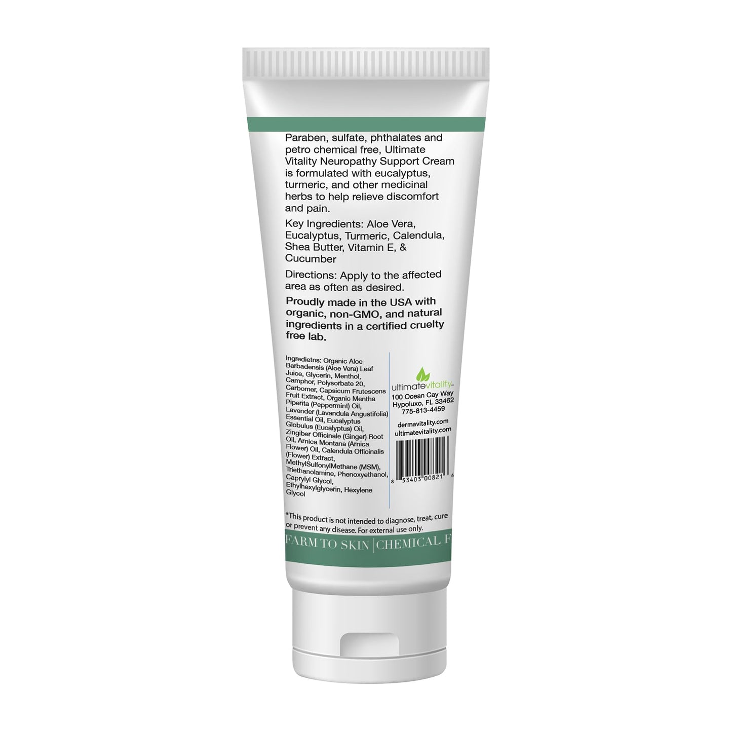 UltimateVitality Neuropathy Support Cream – Natural Organic Cream for Feet, Hands, Legs, Toes Includes Arnica, Capsicum Frutescens Fruit Extract, Peppermint a Ginger - 6 Ounces - Maple Wellness Supplements