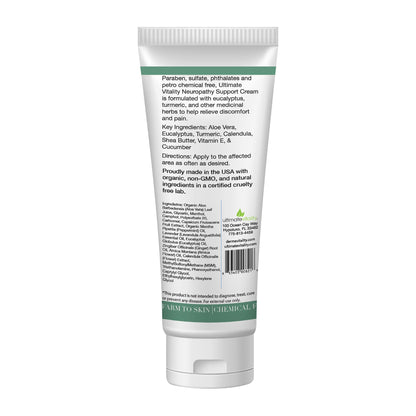 UltimateVitality Neuropathy Support Cream – Natural Organic Cream for Feet, Hands, Legs, Toes Includes Arnica, Capsicum Frutescens Fruit Extract, Peppermint a Ginger - 6 Ounces - Maple Wellness Supplements