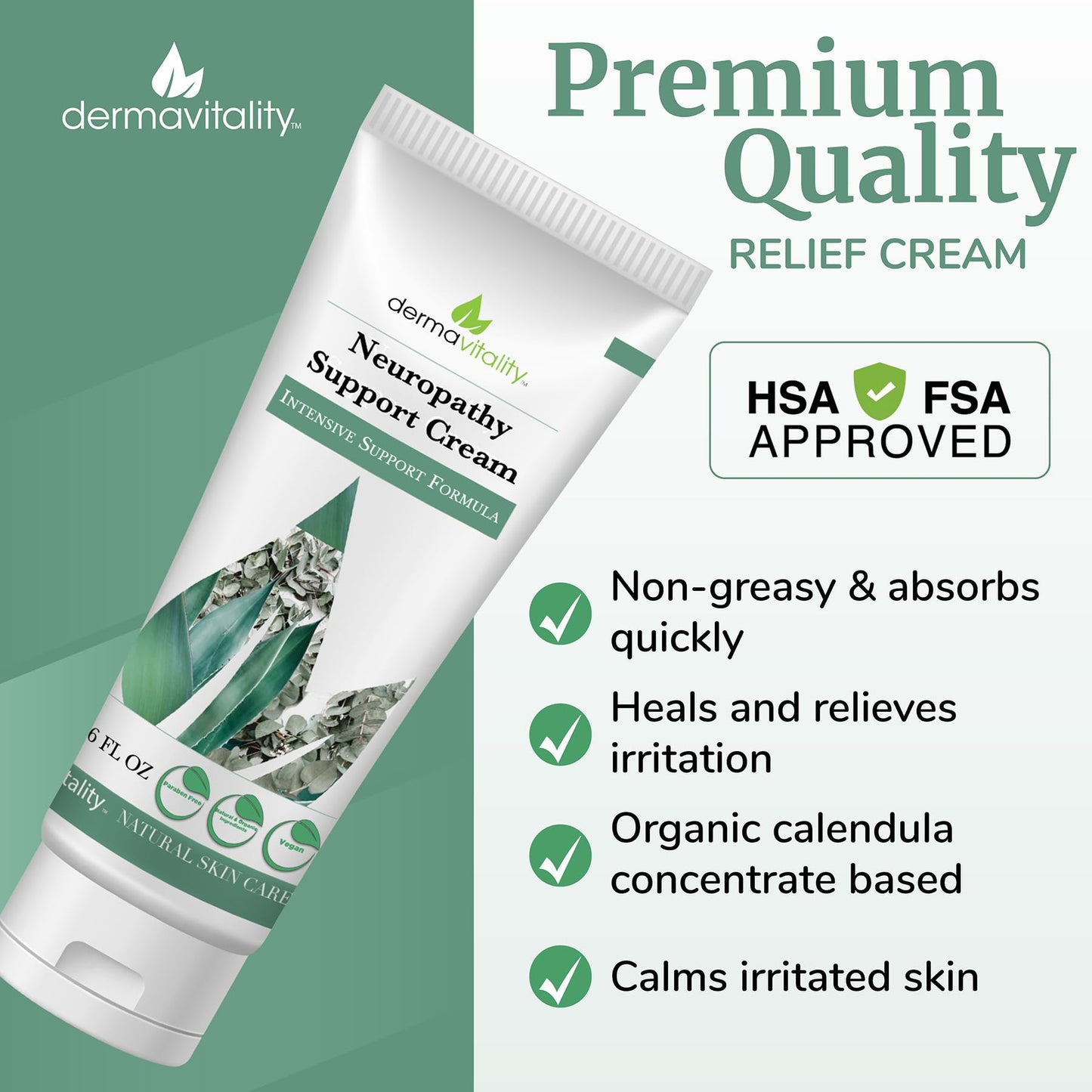 UltimateVitality Neuropathy Support Cream – Natural Organic Cream for Feet, Hands, Legs, Toes Includes Arnica, Capsicum Frutescens Fruit Extract, Peppermint a Ginger - 6 Ounces - Maple Wellness Supplements