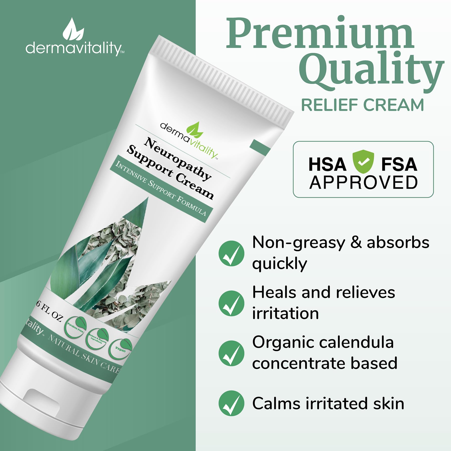 UltimateVitality Neuropathy Support Cream – Natural Organic Cream for Feet, Hands, Legs, Toes Includes Arnica, Capsicum Frutescens Fruit Extract, Peppermint a Ginger - 6 Ounces - Maple Wellness Supplements