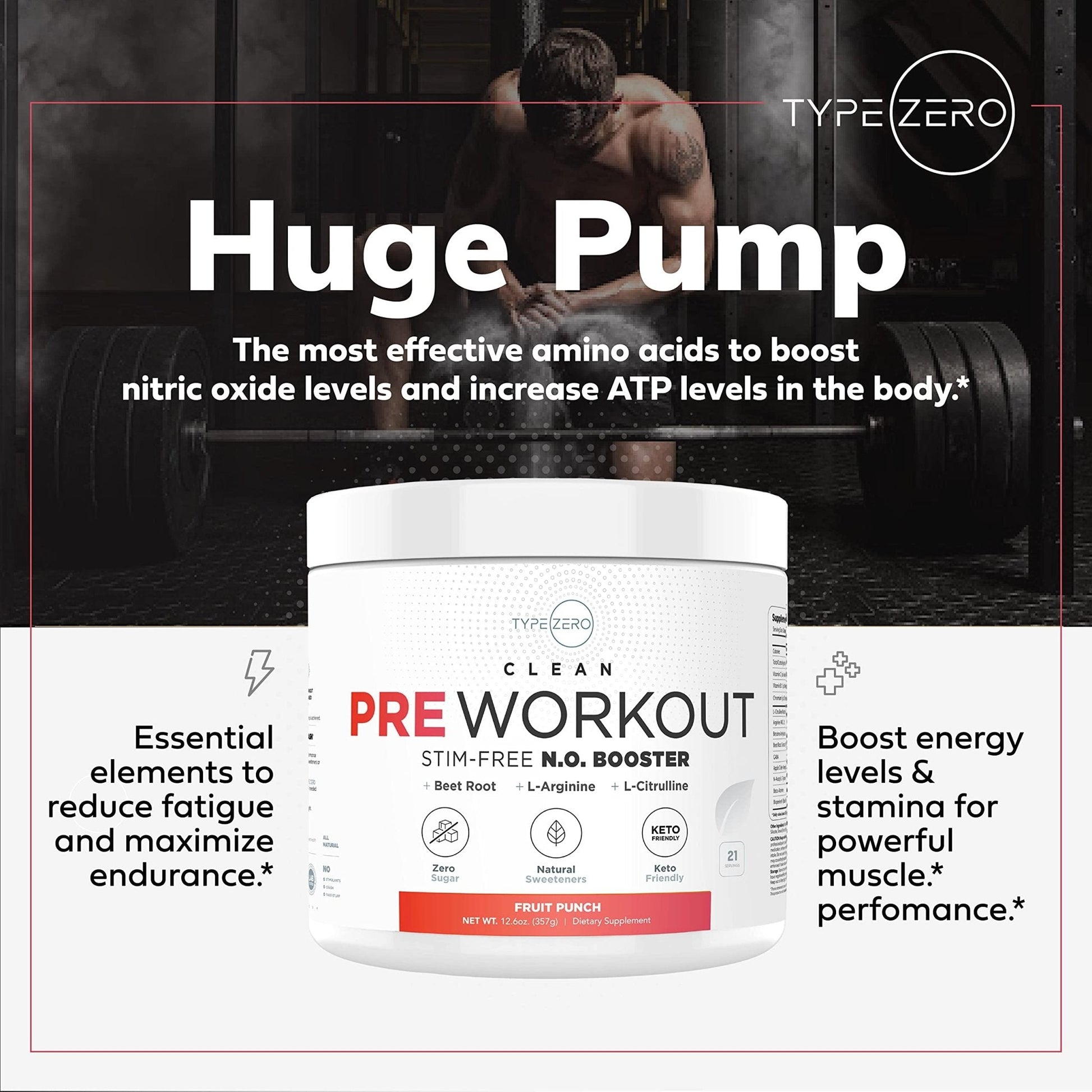 Ultra Clean Stim Free Pump Pre Workout + Nitric Oxide Booster (Fruit Punch) Beetroot, 7G Arginine Citrulline Malate, Betaine, Beta A, ACV+ - Sugar/Caffeine Free Natural Non Stim Preworkout Men & Women - Maple Wellness Supplements