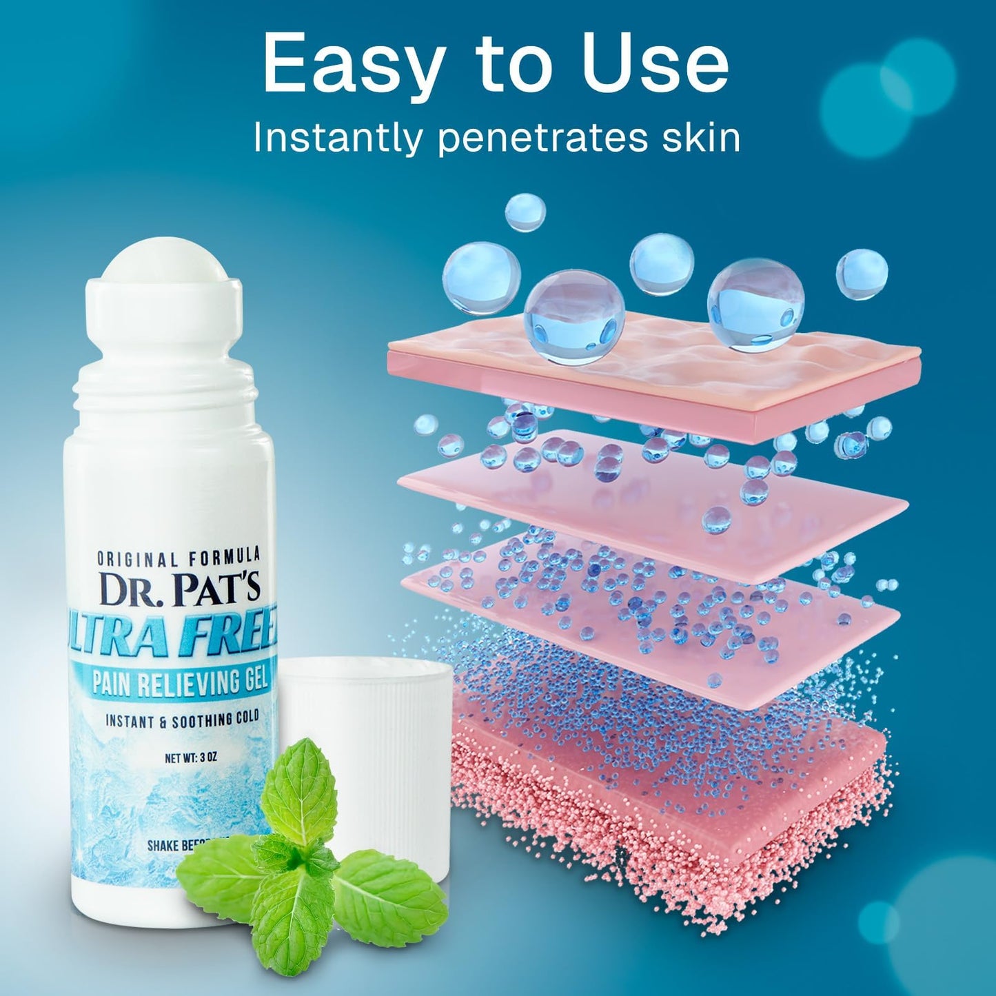 Ultra Freeze Roll-On Pain Relief Gel (3oz) - Joint & Muscle Therapy Rub for Arthritis, Neuropathy, Foot, and Joint - Cooling Topical Anti-Inflammatory (2 Pack) - Maple Wellness Supplements