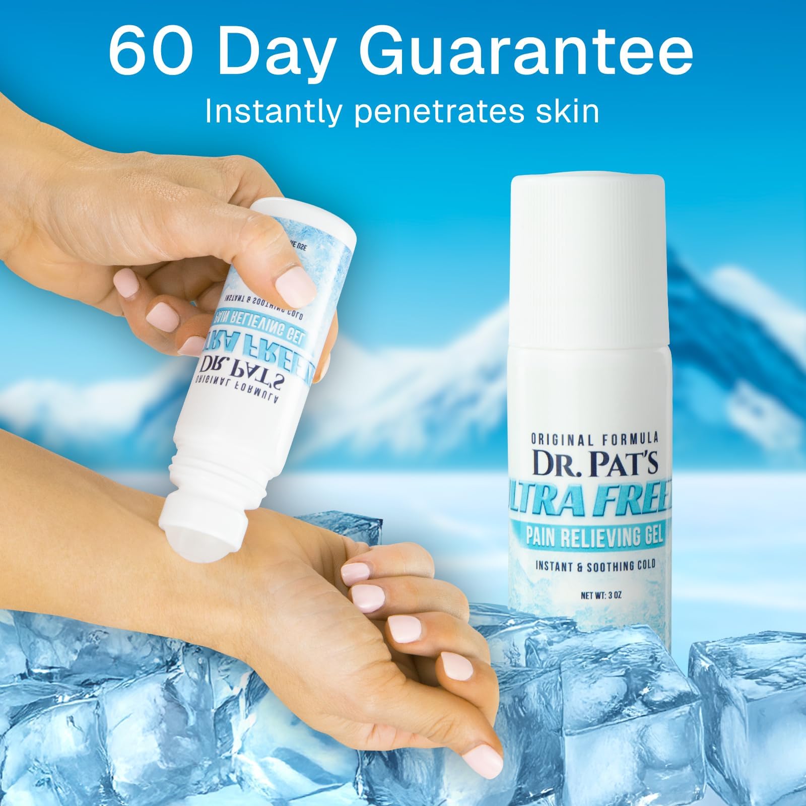 Ultra Freeze Roll-On Pain Relief Gel (3oz) - Joint & Muscle Therapy Rub for Arthritis, Neuropathy, Foot, and Joint - Cooling Topical Anti-Inflammatory (2 Pack) - Maple Wellness Supplements