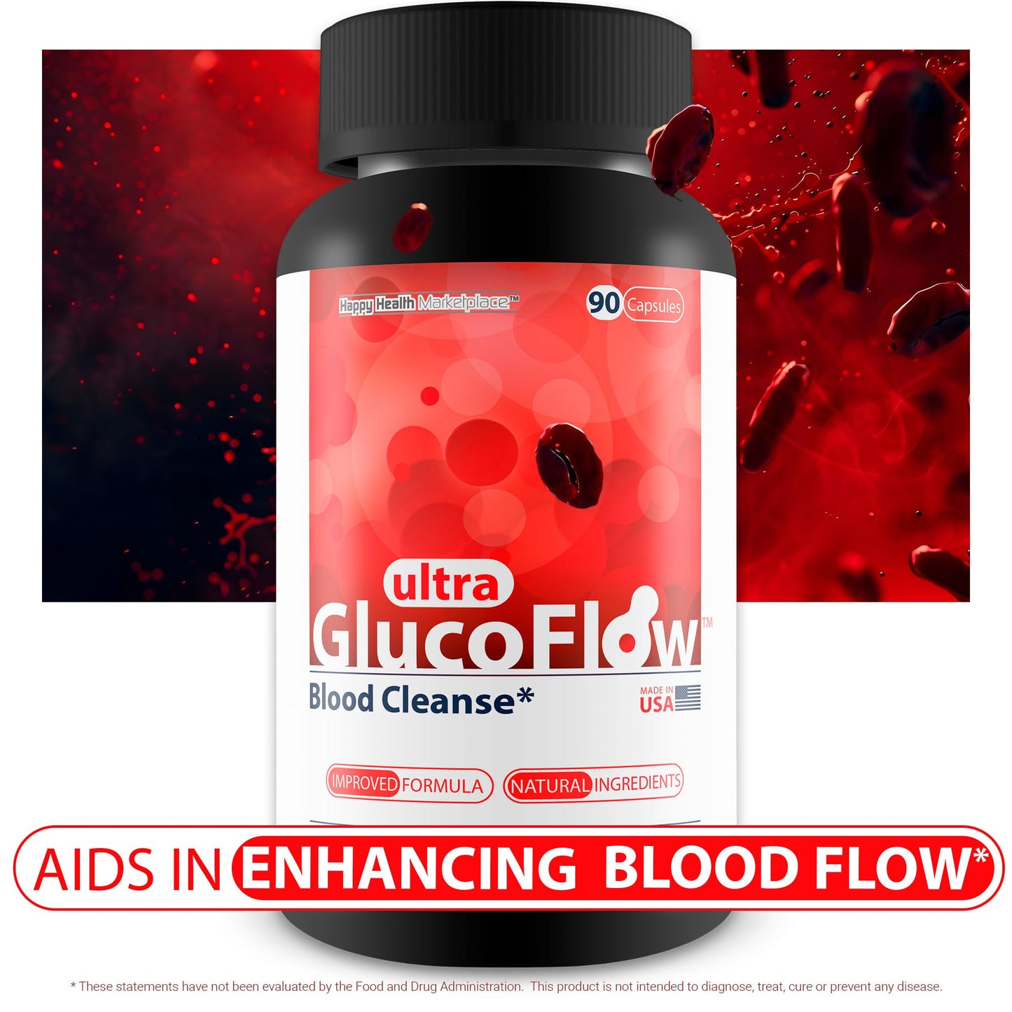 Ultra Gluco Flow - Improved Formula - Our Best Blood Cleanse Detox Cleanse Blood Support Pills - Blood Health Blood Circulation Pills Detox Cleanse Blood Gluco Bio Sweet Relief Glycogen Support - Maple Wellness Supplements