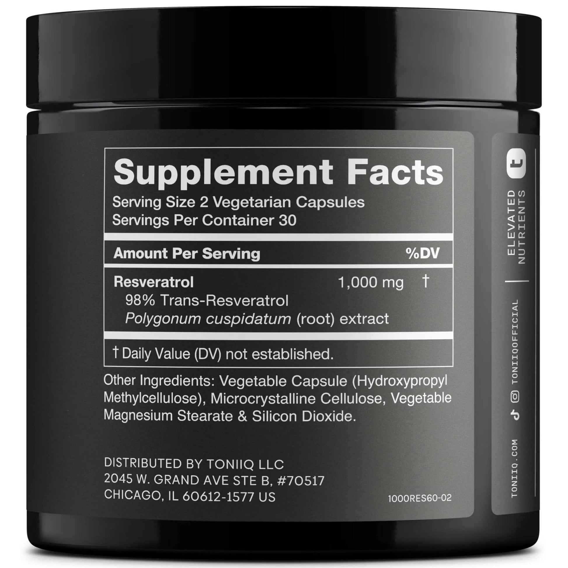 Ultra High Potency Third-Party Tested Trans Resveratrol 1000mg - 98% Pure, Highly Purified and Bioavailable - Resveratrol Polygonum Root Extract - 60 Capsules - Maple Wellness Supplements