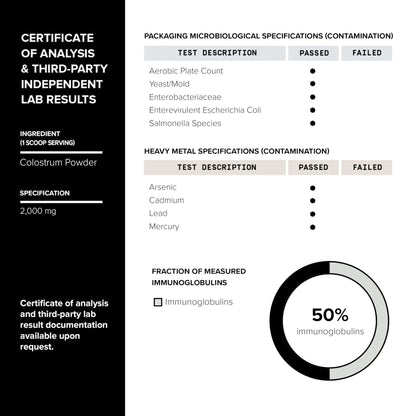 Ultra High Strength Bovine Colostrum Powder - 50% IgG - 2,000mg per Serving - Third Party Tested for Potency - Supports Immune, Gut, and Skin Health - 30 Servings -Premium Bovine Colostrum Supplement - Maple Wellness Supplements
