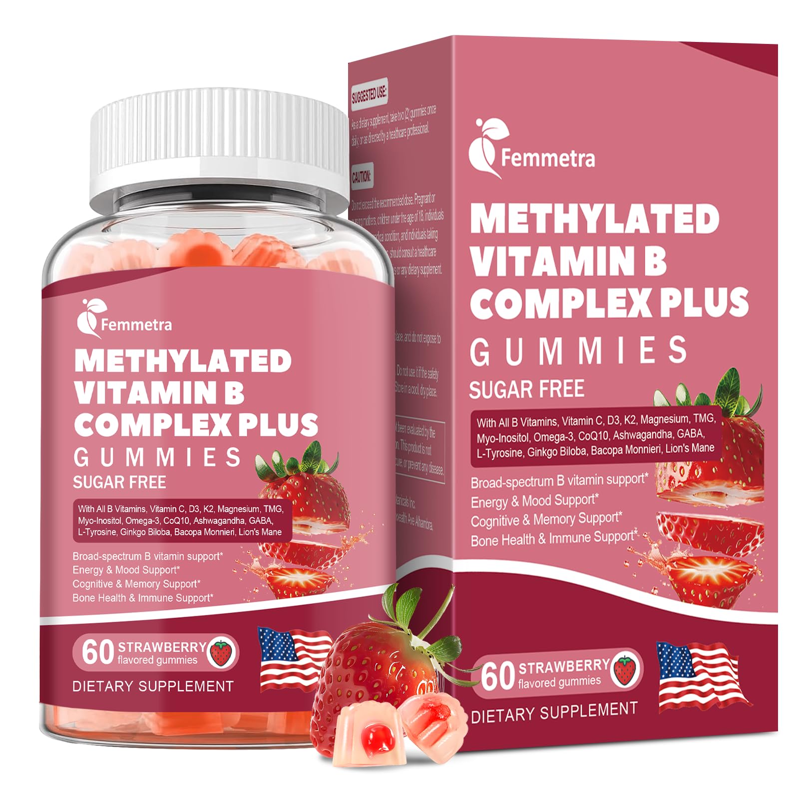 Ultra Methylated Vitamin B Complex Sugar Free Gummies - All B Vitamins + Vitamin C D3 K2 Ashwagandha Magnesium Omega 3 CoQ10 for Women Men - Methyl Vitamin B12 - Maple Wellness Supplements