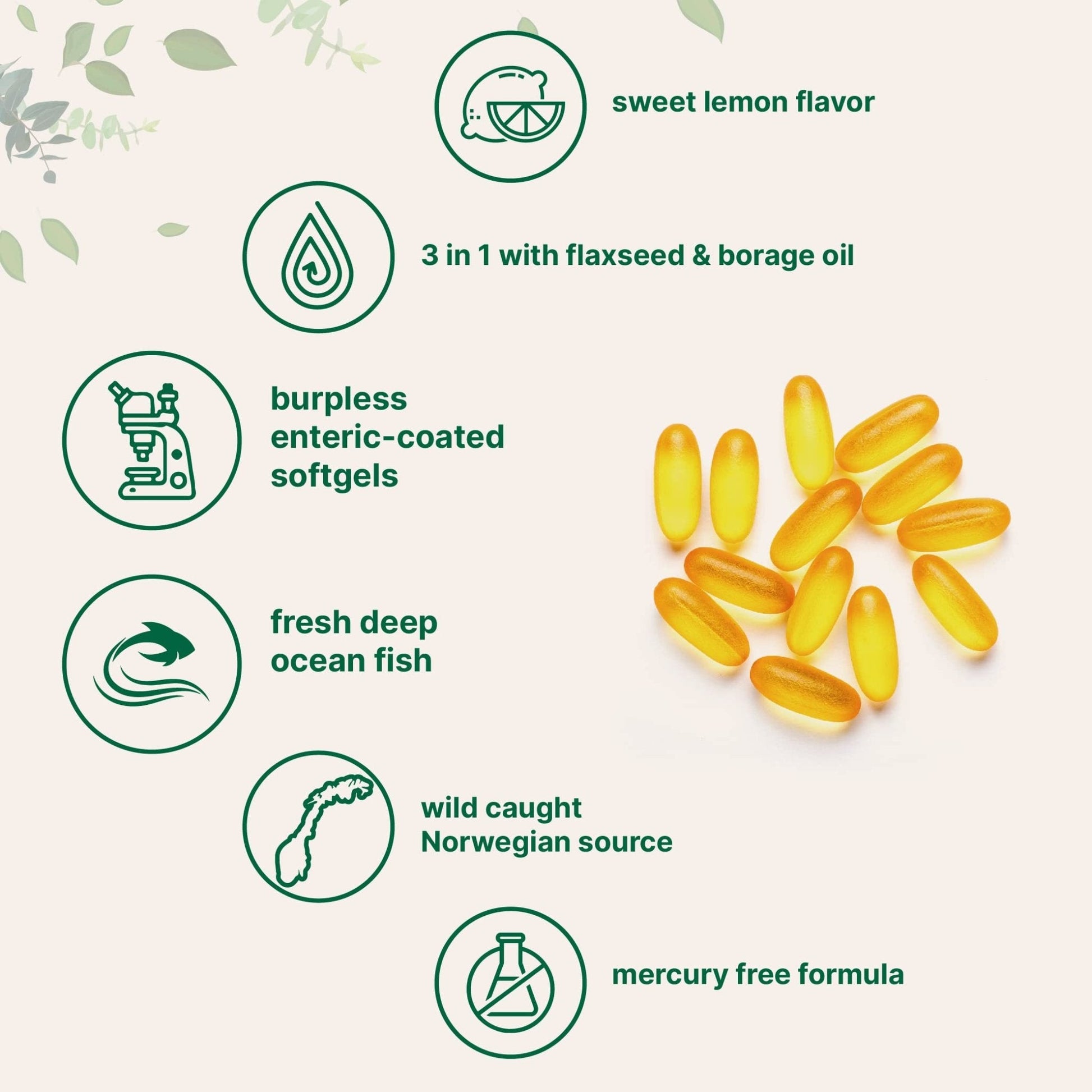 Ultra Omega 3-6-9 3600mg Per Serving, 300 Burpless Softgels | Lemon Flavor – Blend of Fish, Flaxseed, Borage Oils | Bioavailable Source - Maple Wellness Supplements