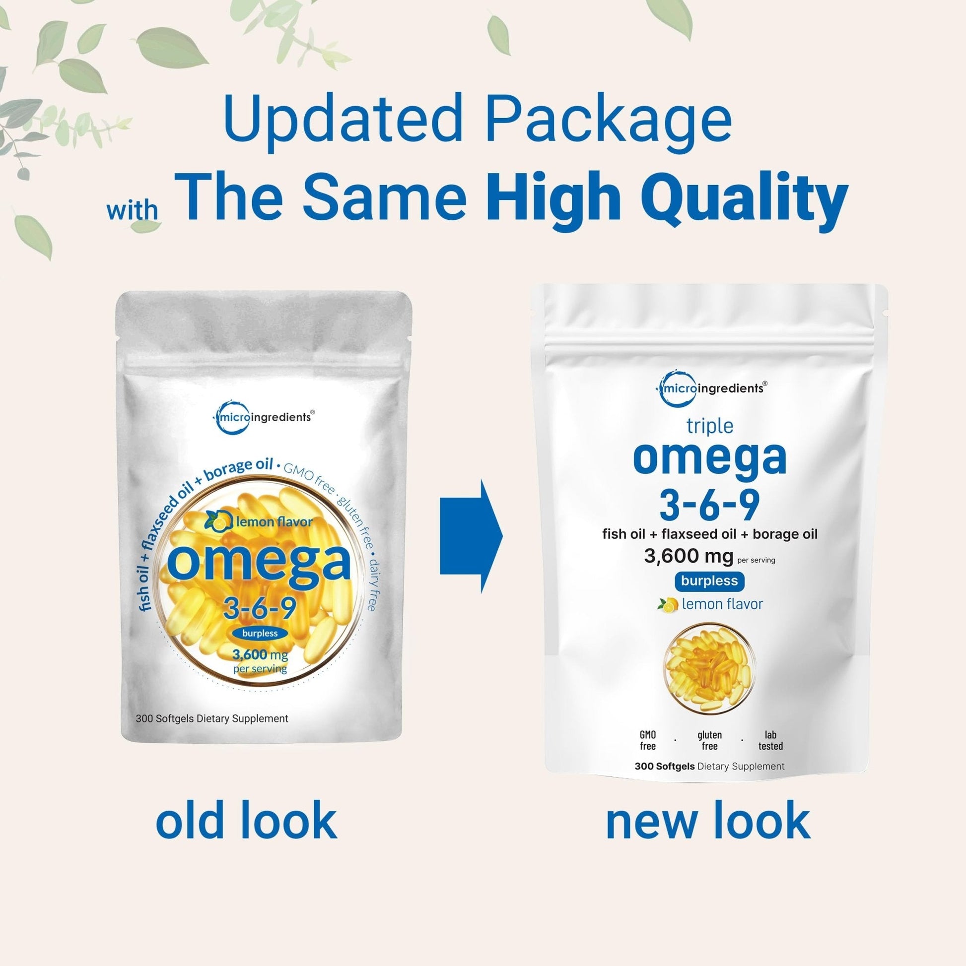 Ultra Omega 3-6-9 3600mg Per Serving, 300 Burpless Softgels | Lemon Flavor – Blend of Fish, Flaxseed, Borage Oils | Bioavailable Source - Maple Wellness Supplements