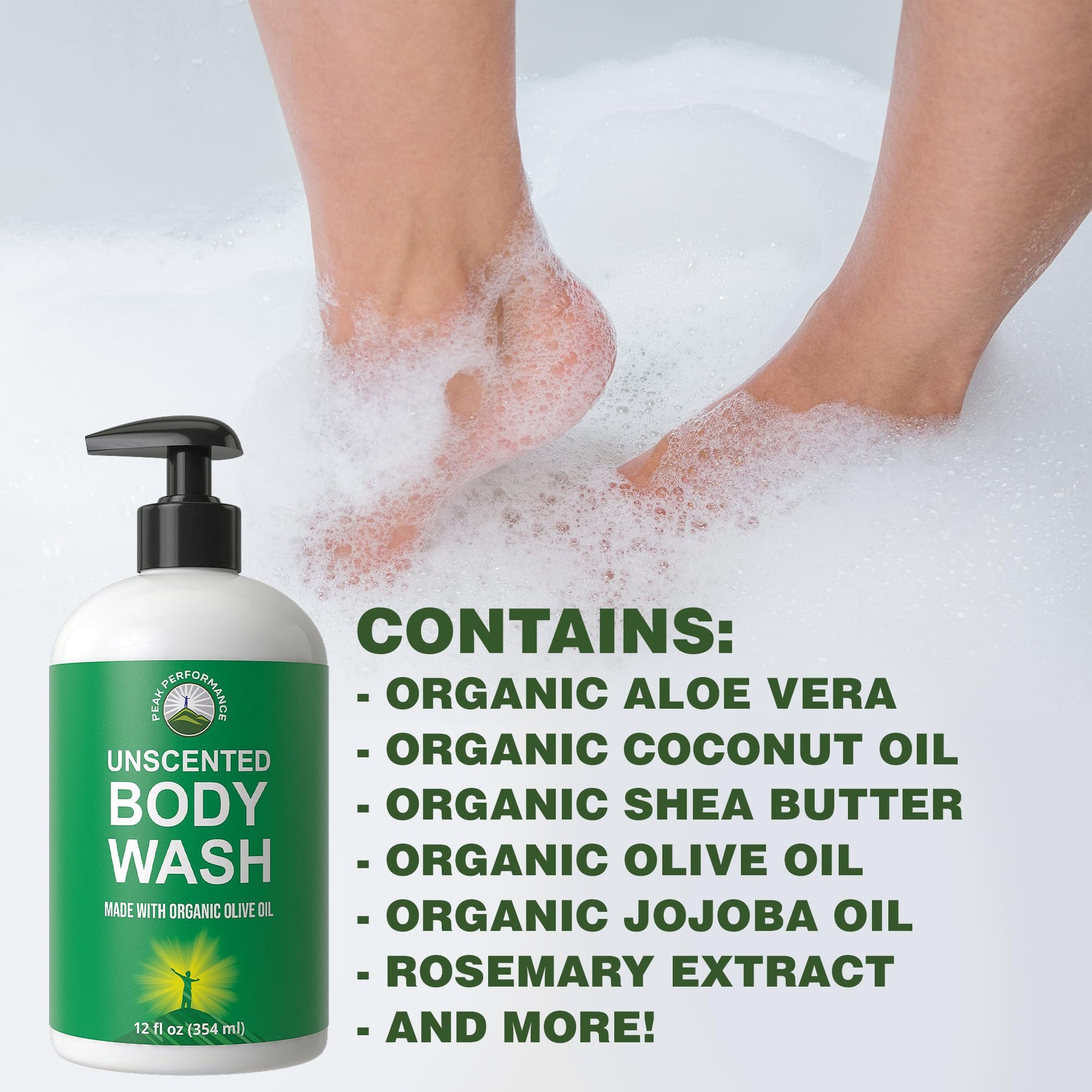 Ultra Pure Unscented Body Wash Made with Organic Ingredients Including Aloe Vera, Olive Oil, Jojoba, Coconut Oil, and Shea Butter. Great for Sensitive Skin. Natural Vegan Body Wash No Toxins - Maple Wellness Supplements