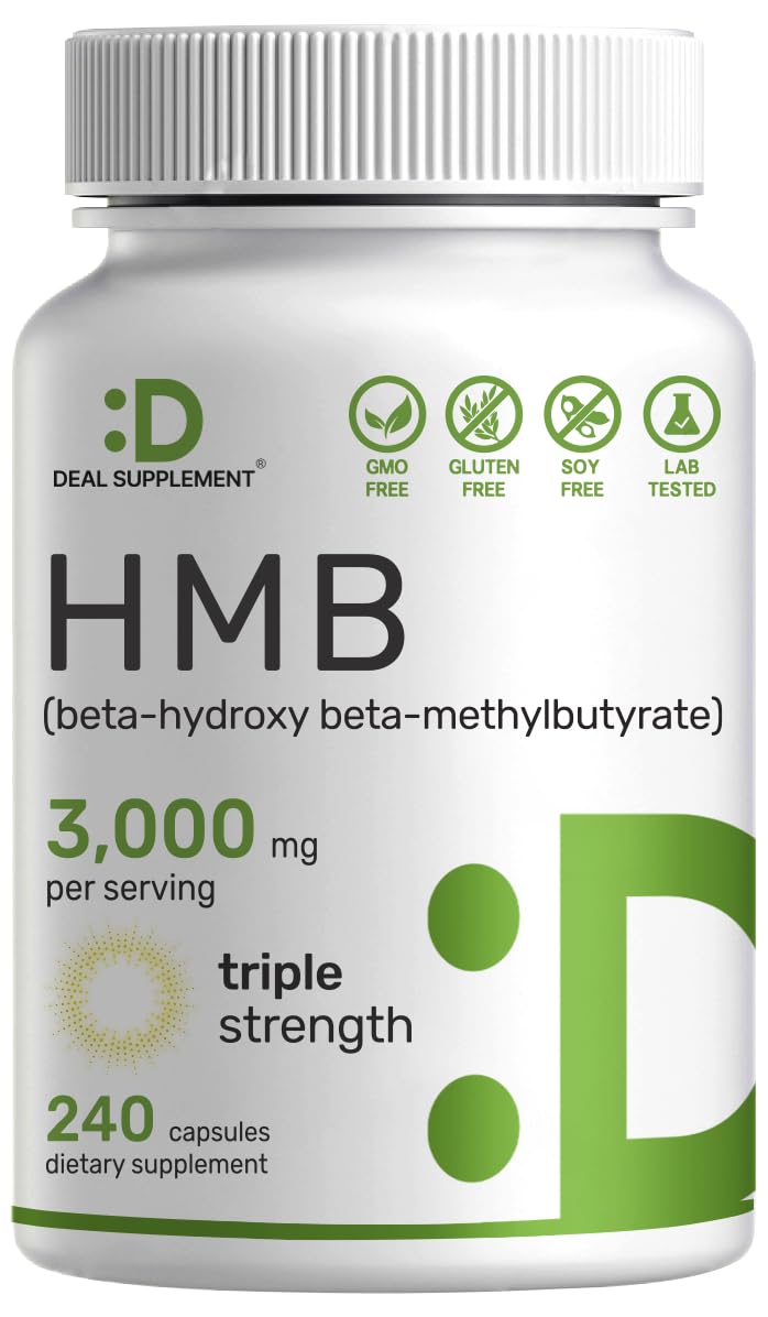 Ultra Strength HMB Supplements 3,000mg Per Serving, 240 Capsules | Third Party Tested | Supports Muscle Growth, Retention - Maple Wellness Supplements