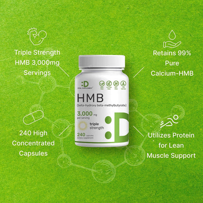 Ultra Strength HMB Supplements 3,000mg Per Serving, 240 Capsules | Third Party Tested | Supports Muscle Growth, Retention - Maple Wellness Supplements