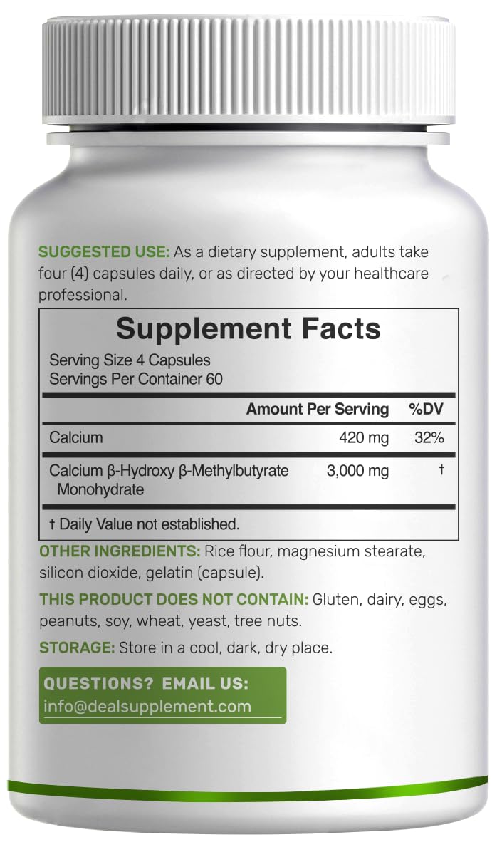 Ultra Strength HMB Supplements 3,000mg Per Serving, 240 Capsules | Third Party Tested | Supports Muscle Growth, Retention - Maple Wellness Supplements