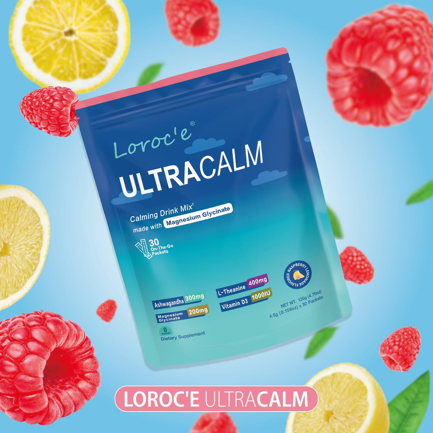 UltraCalm Super Cortisol Drink with Magnesium Glycinate, Ashwagandha, L-Theanine, Vitamin D3, Magnesium Powder for Sleep & Stress Relief - Maple Wellness Supplements