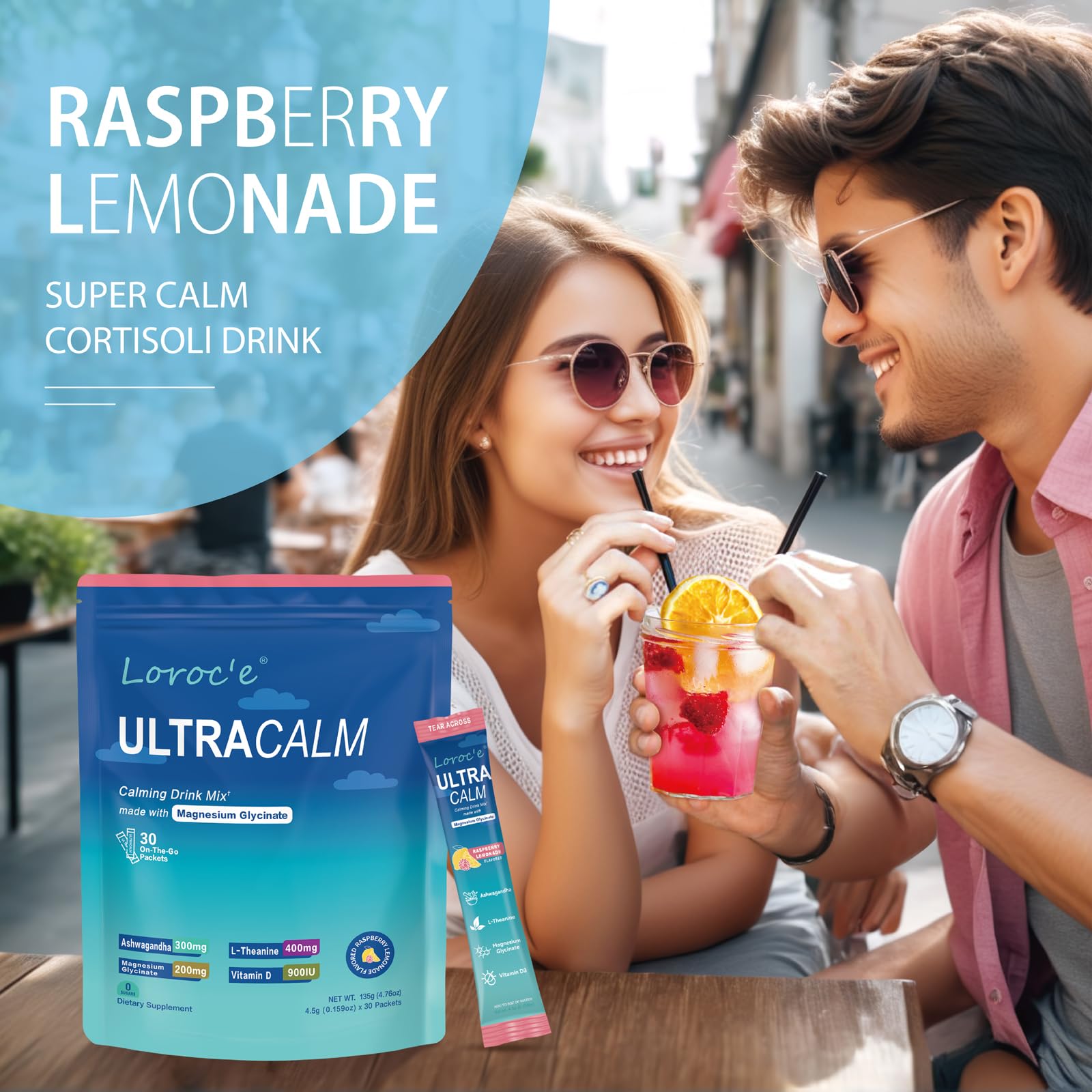 UltraCalm Super Cortisol Drink with Magnesium Glycinate, Ashwagandha, L-Theanine, Vitamin D3, Magnesium Powder for Sleep & Stress Relief - Maple Wellness Supplements