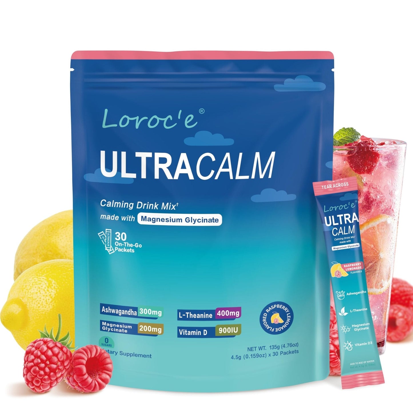 UltraCalm Super Cortisol Drink with Magnesium Glycinate, Ashwagandha, L-Theanine, Vitamin D3, Magnesium Powder for Sleep & Stress Relief - Maple Wellness Supplements