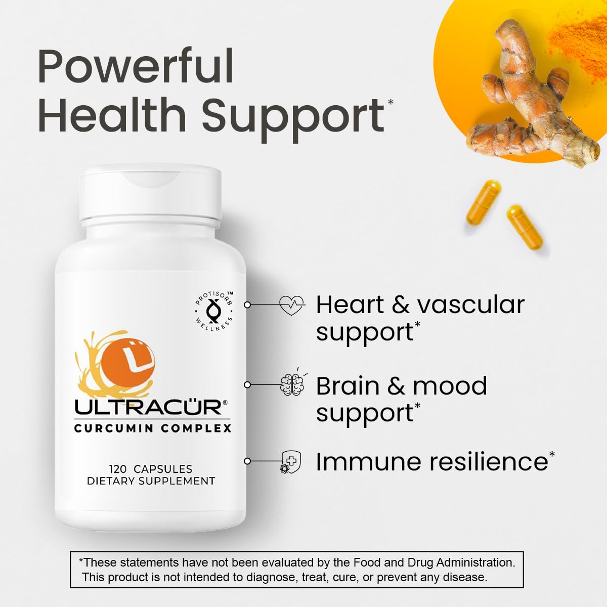UltraCur Curcumin Complex Supplement - Ultra Bioavailable High Absorption Turmeric Curcumin Supplement for Joint, Muscle & Brain Support - Patented Protisorb for Premium Absorption – 120 Capsules - Maple Wellness Supplements
