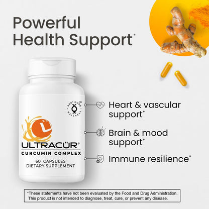 Ultracur Curcumin Complex Supplement - Ultra Bioavailable High Absorption Turmeric Curcumin Supplement for Joint, Muscle & Brain Support - Patented Protisorb for Premium Absorption – 60 Capsules - Maple Wellness Supplements