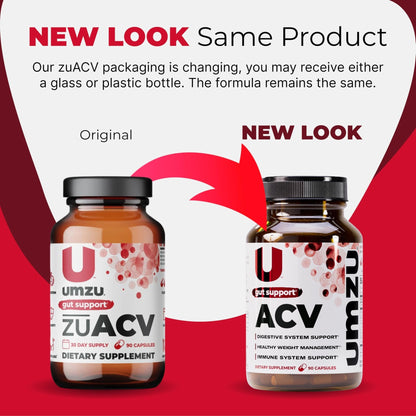 UMZU zuACV Apple Cider Vinegar + Prebiotics Supplement, (30 Day Supply) – ACV & Inulin Fiber Blend – Gut Health Support with ACV Capsules - Maple Wellness Supplements