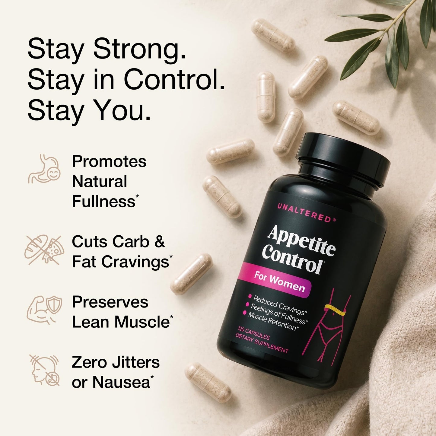 UNALTERED Appetite Control for Women - Support Cravings, Fullness, & Weight Management - Dietary Supplement with Chromium Picolinate & Glucomannan - Maple Wellness Supplements