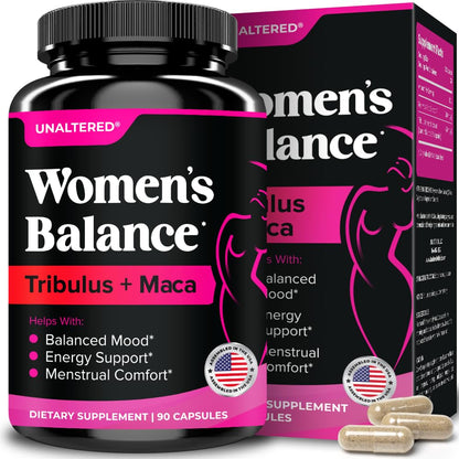 UNALTERED Hormone Balance & Mood Support for Women - Naturally Supports Hormonal Balance & Energy with Tribulus Terrestris & Red Maca Root Extract - Dietary Supplement - 90 Vegan Capsules - Maple Wellness Supplements