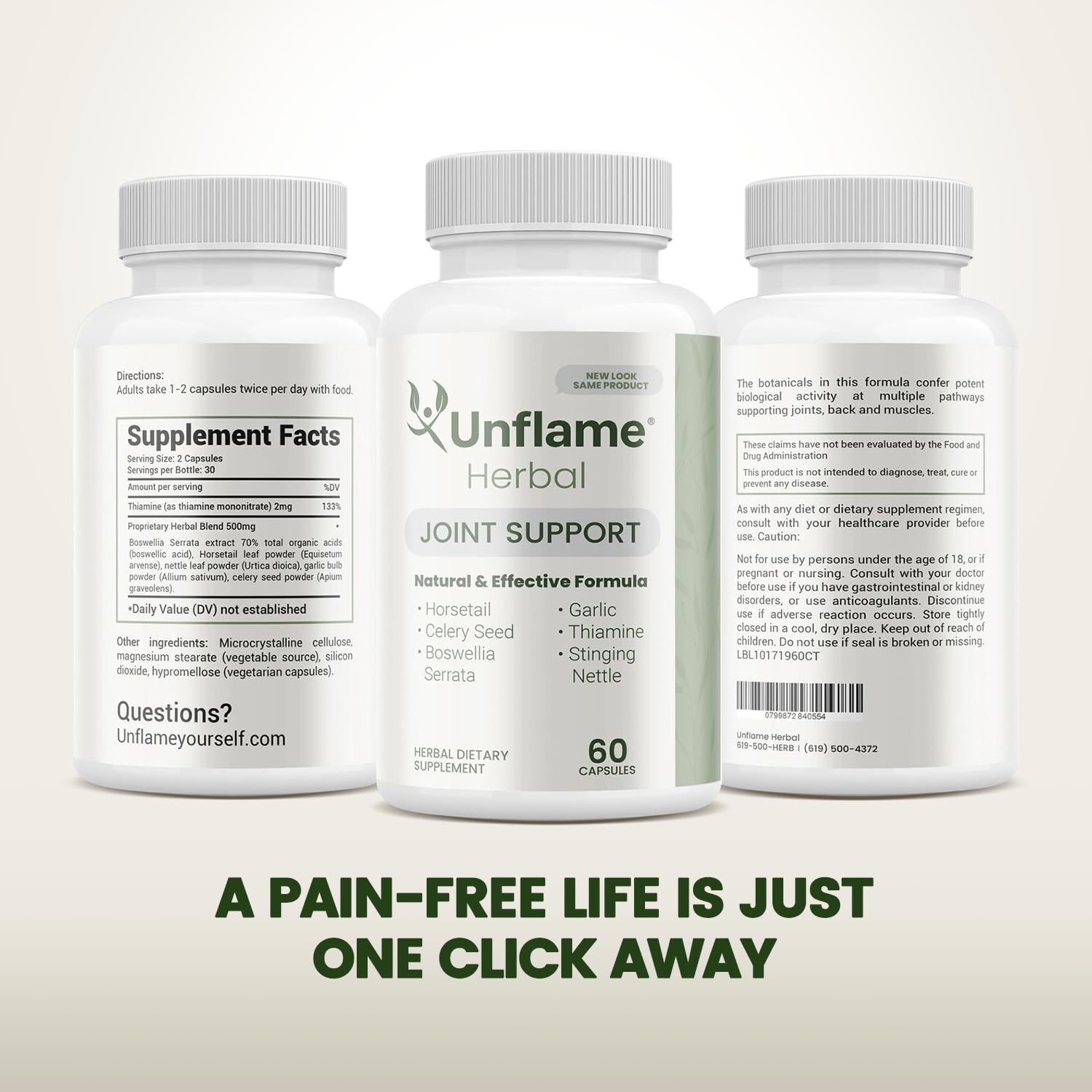 Unflame Herbal Supplement – Botanical Support for Joints, Back, and Muscles – 60 Capsules – Natural Herbal Blend – Dietary Supplement - Maple Wellness Supplements