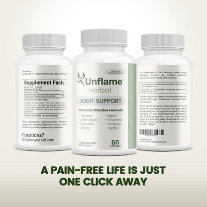 Unflame Herbal Supplement – Botanical Support for Joints, Back, and Muscles – 60 Capsules – Natural Herbal Blend – Dietary Supplement - Maple Wellness Supplements