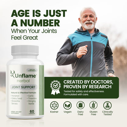 Unflame Herbal Supplement – Botanical Support for Joints, Back, and Muscles – 60 Capsules – Natural Herbal Blend – Dietary Supplement - Maple Wellness Supplements