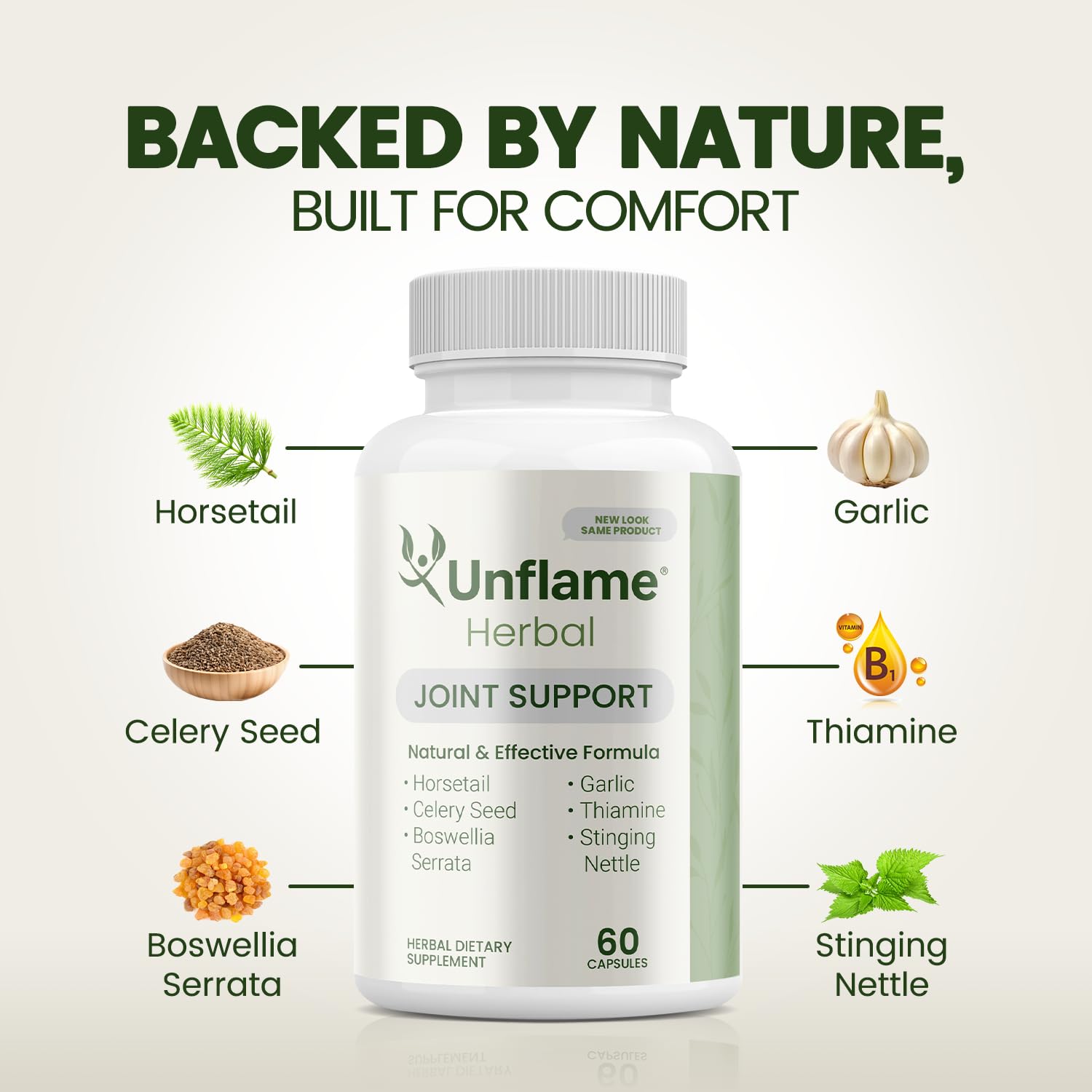Unflame Herbal Supplement – Botanical Support for Joints, Back, and Muscles – 60 Capsules – Natural Herbal Blend – Dietary Supplement - Maple Wellness Supplements