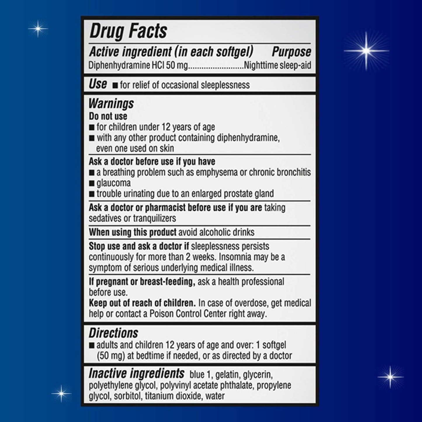 Unisom Nighttime Sleep-Aid Gels, Diphenhydramine HCI 50mg, 100 Count - Maple Wellness Supplements
