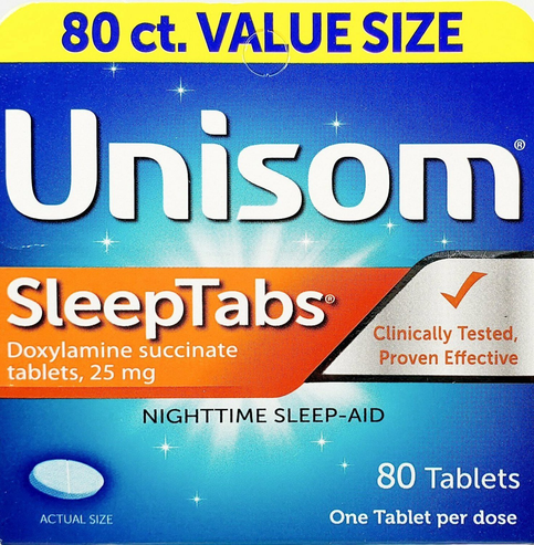 Unisom Sleep Tabs (doxylamine succinate 25mg) 80ct - Maple Wellness Supplements