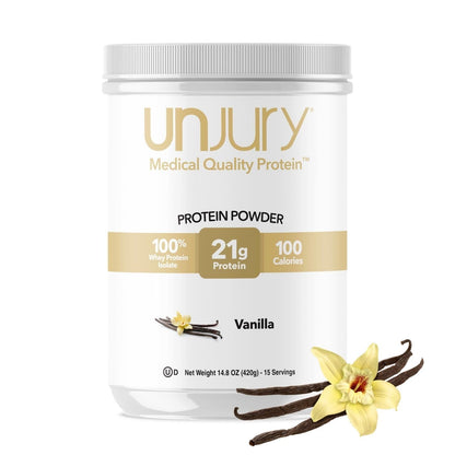 Unjury Whey Protein Powder | Vanilla | 21g 100% Whey Isolate Protein Powder | Low Carb and Lactose Free | Gluten Free | Certified Kosher | 15 Servings - Maple Wellness Supplements