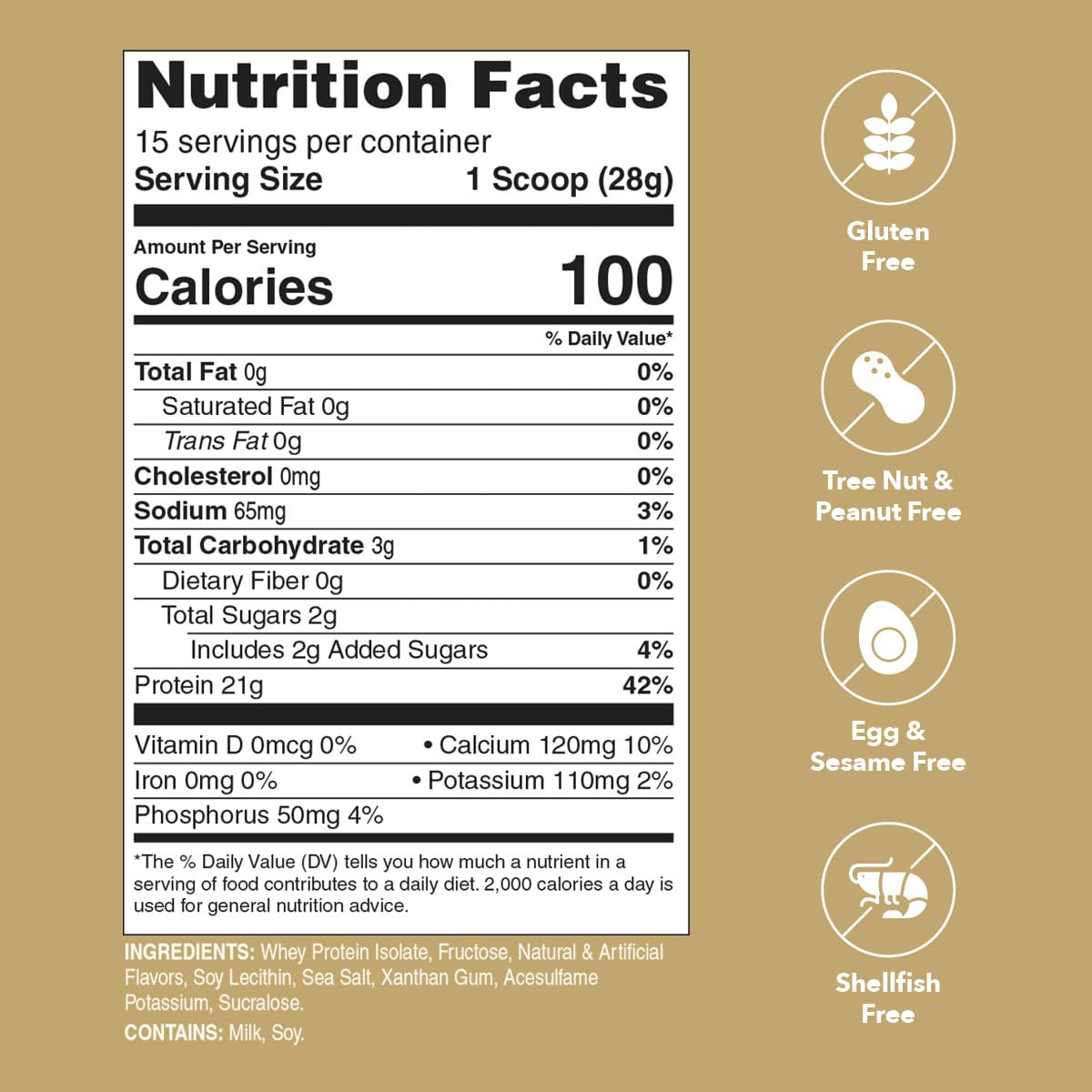 Unjury Whey Protein Powder | Vanilla | 21g 100% Whey Isolate Protein Powder | Low Carb and Lactose Free | Gluten Free | Certified Kosher | 15 Servings - Maple Wellness Supplements