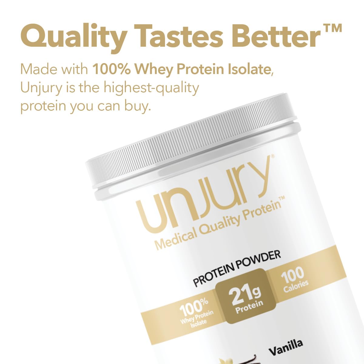 Unjury Whey Protein Powder | Vanilla | 21g 100% Whey Isolate Protein Powder | Low Carb and Lactose Free | Gluten Free | Certified Kosher | 15 Servings - Maple Wellness Supplements