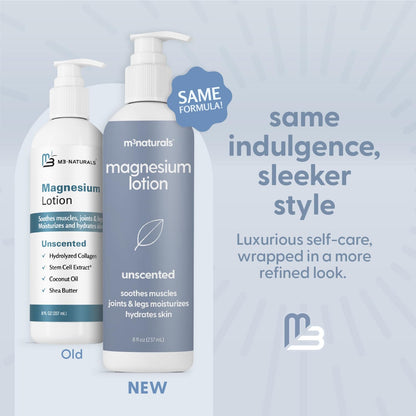 Unscented Magnesium Lotion for Sleep & Leg Cramps, Suitable for Sensitive Skin, Helps with Muscle Relaxation, Soothes Tired Legs & Foot Aches and Supports Restful Nights, 8 fl oz by M3 - Maple Wellness Supplements