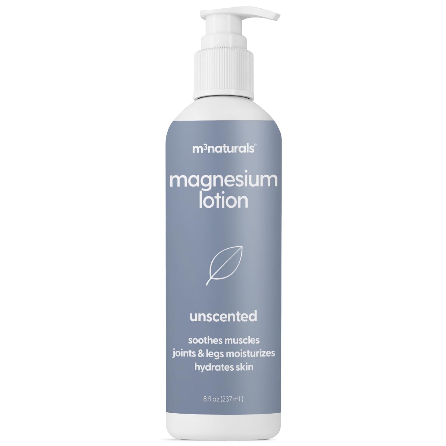 Unscented Magnesium Lotion for Sleep & Leg Cramps, Suitable for Sensitive Skin, Helps with Muscle Relaxation, Soothes Tired Legs & Foot Aches and Supports Restful Nights, 8 fl oz by M3 - Maple Wellness Supplements