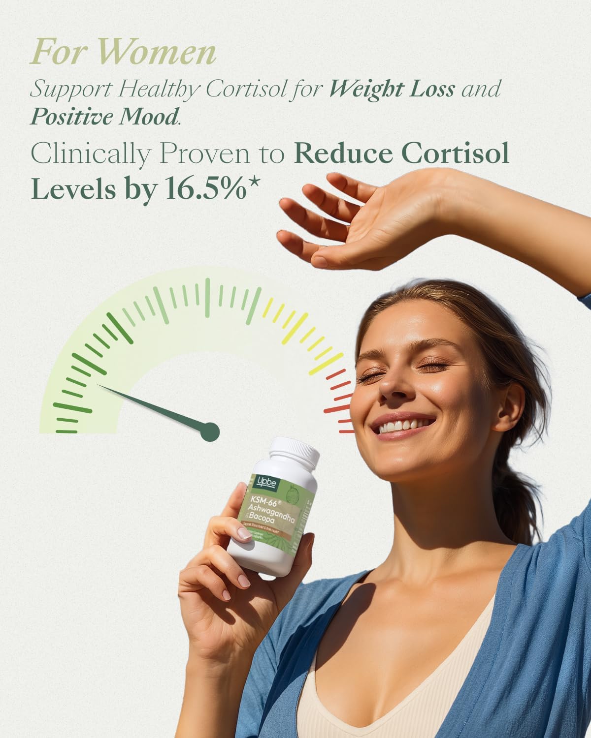 Upbe Ashwagandha Supplements for Women & Men - KSM-66® with Bacopa & Milk Thistle, 60 Vegan Capsules - Stress Relief, Mood, Cortisol Support, Extra Strength Ashwagandha Capsules - Maple Wellness Supplements
