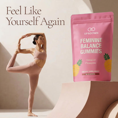 Up&Down Supplements Premium Feminine Balance Gummies for Women | PMS Relief, Mood & Cycle Support | Pineapple + Vitamin C | Ashwagandha & Chasteberry | Vegan, Non-GMO, Gluten Free | 60 Gummies - Maple Wellness Supplements