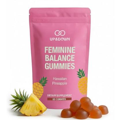 Up&Down Supplements Premium Feminine Balance Gummies for Women | PMS Relief, Mood & Cycle Support | Pineapple + Vitamin C | Ashwagandha & Chasteberry | Vegan, Non-GMO, Gluten Free | 60 Gummies - Maple Wellness Supplements